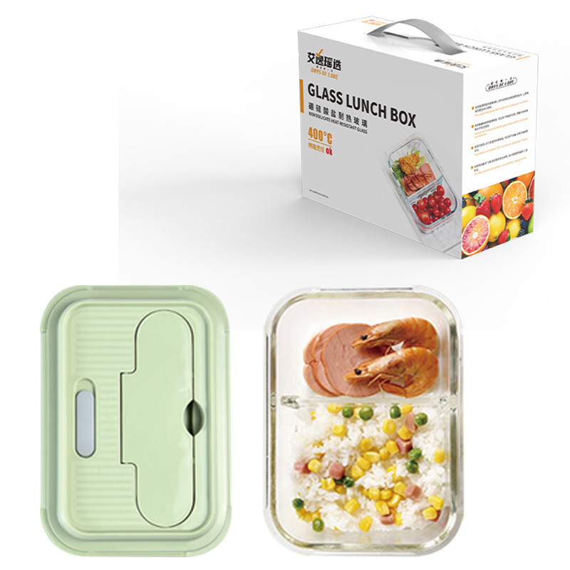 艾逸瑶选 晶萃高硼硅玻璃隔断饭盒 CJ-21114 1040ml 1010盒/箱 (单位:10盒) 新老包装随机
