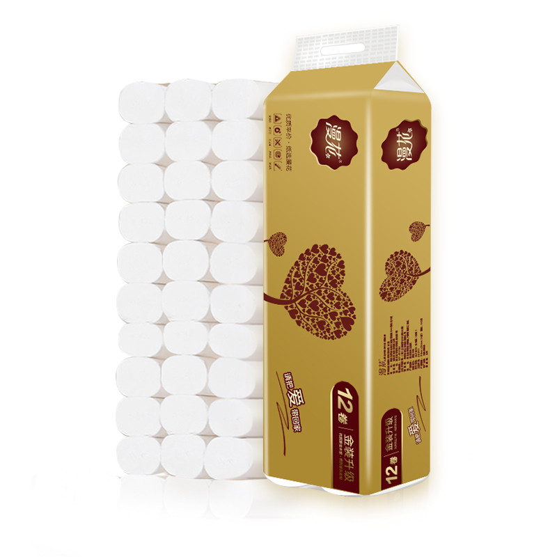 漫花 无芯卷纸 原生木浆 无香型 11.8*13.4cm*12卷 