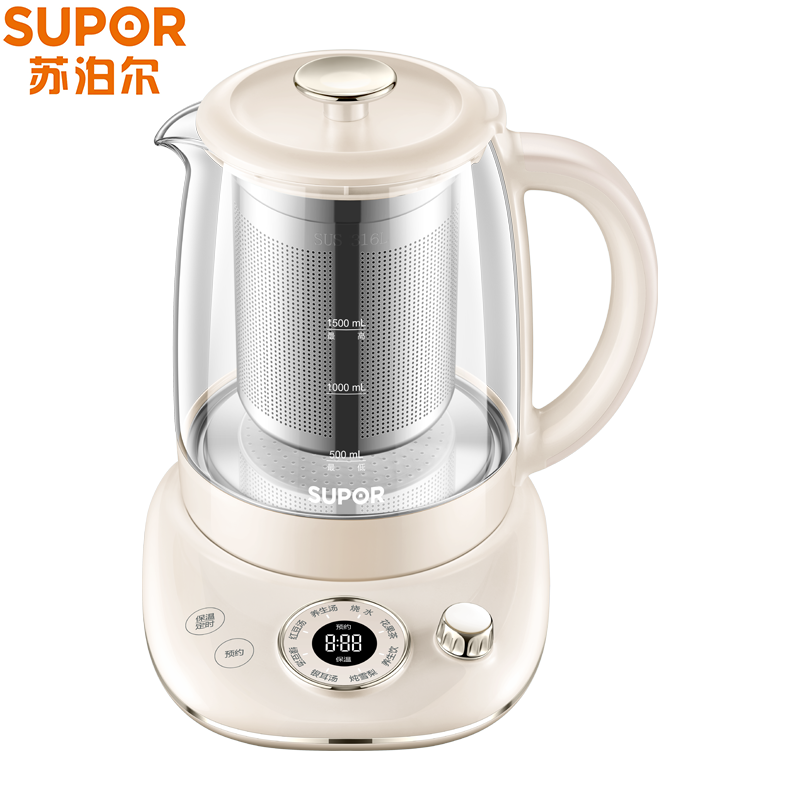 苏泊尔（SUPOR） 养生壶 加厚玻璃多功能电水壶 SW-15Y28 1.5L (单位:台)