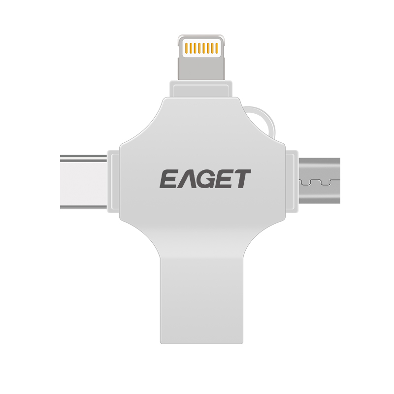 忆捷（EAGET） 优盘 苹果安卓type-c四合一U盘 CF12-64G 44×40×5mm (单位:个) 珍珠银
