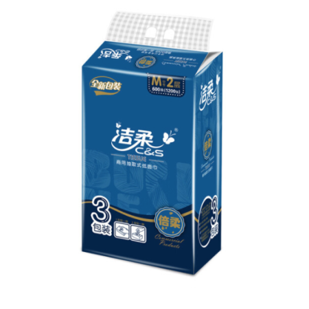 洁柔（C&S） 面巾软抽纸 大规格2层 195*133mm/抽*200抽/包*3包