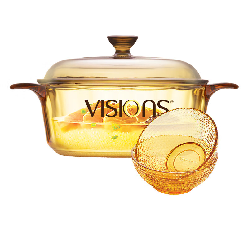 康宁（VISIONS） 餐具两件套 VS12AMR2/KZYL 1.25L汤锅+小碗*2 (单位:套) 琥珀色
