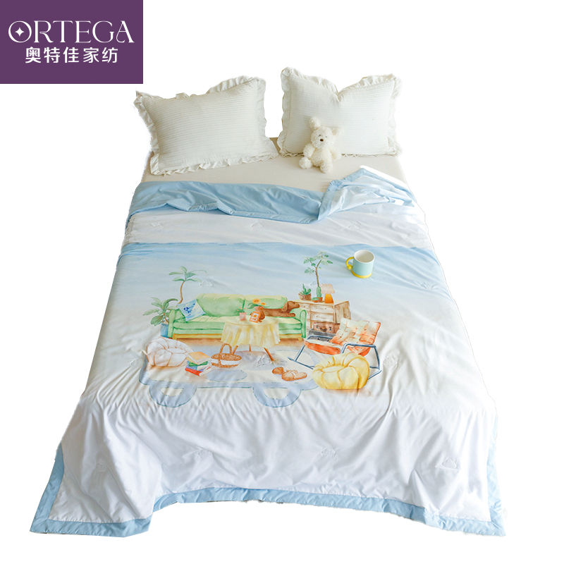 奥特佳（ORTEGA） 夏被 海边日记水洗棉家纺 JF020210 200*230cm (单位:床) 蓝色